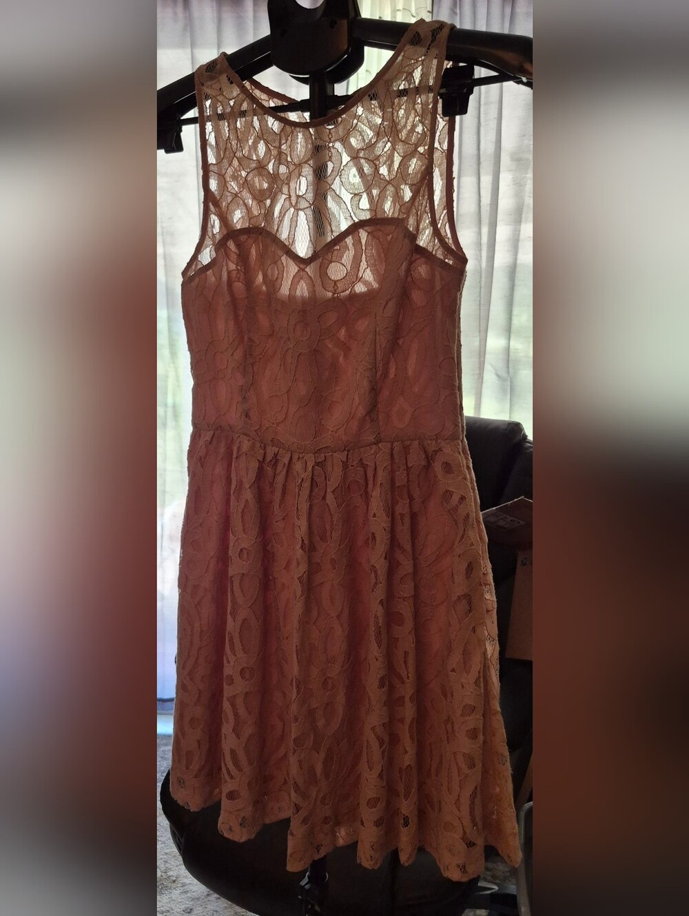 LC Lauren Conrad Blush Lace Sleeveless Fit-and-Flare Dress